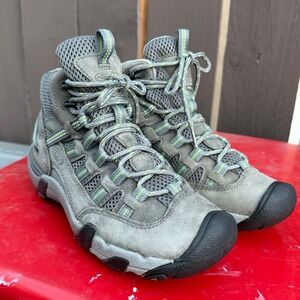 KEEN Women's Targhee Mid Hiking Boots Gray Green Trail Shoes Size 6